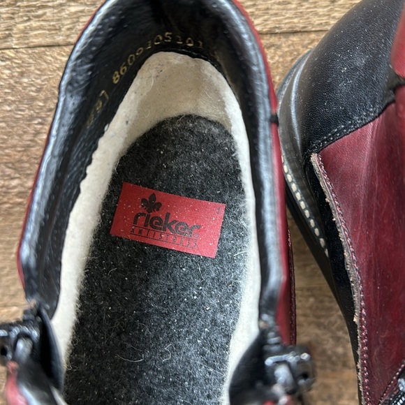 Rieker Ankle Booties 2 tone Leather Wool Lined Side Sz 8.5 - Picture 5 of 8